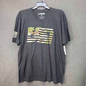 Rags Of Honor 2XL Gray T-Shirt With Camo American Flag Graphic